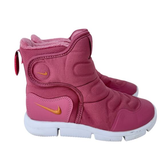 Nike Novice Snow Boots Preschool Girls 11C Hot Pink Fur Trim High Top AV8339-600 - Picture 1 of 10